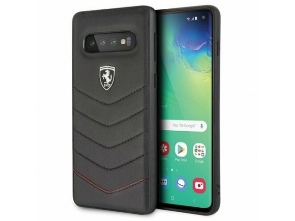 CG MOBILE Galaxy S10 Ferrari Logo HERITAGE QUILTED Leather Hard Case Black Cover